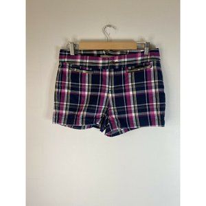 LEAVING CLOSET! Banana Republic Shorts wms Sz 6 Plaid Flat Front Chino Casual